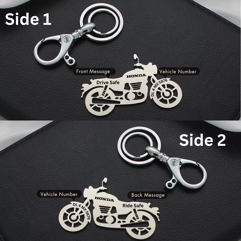 Retro TVS bike engraved keychain for riders and collectors