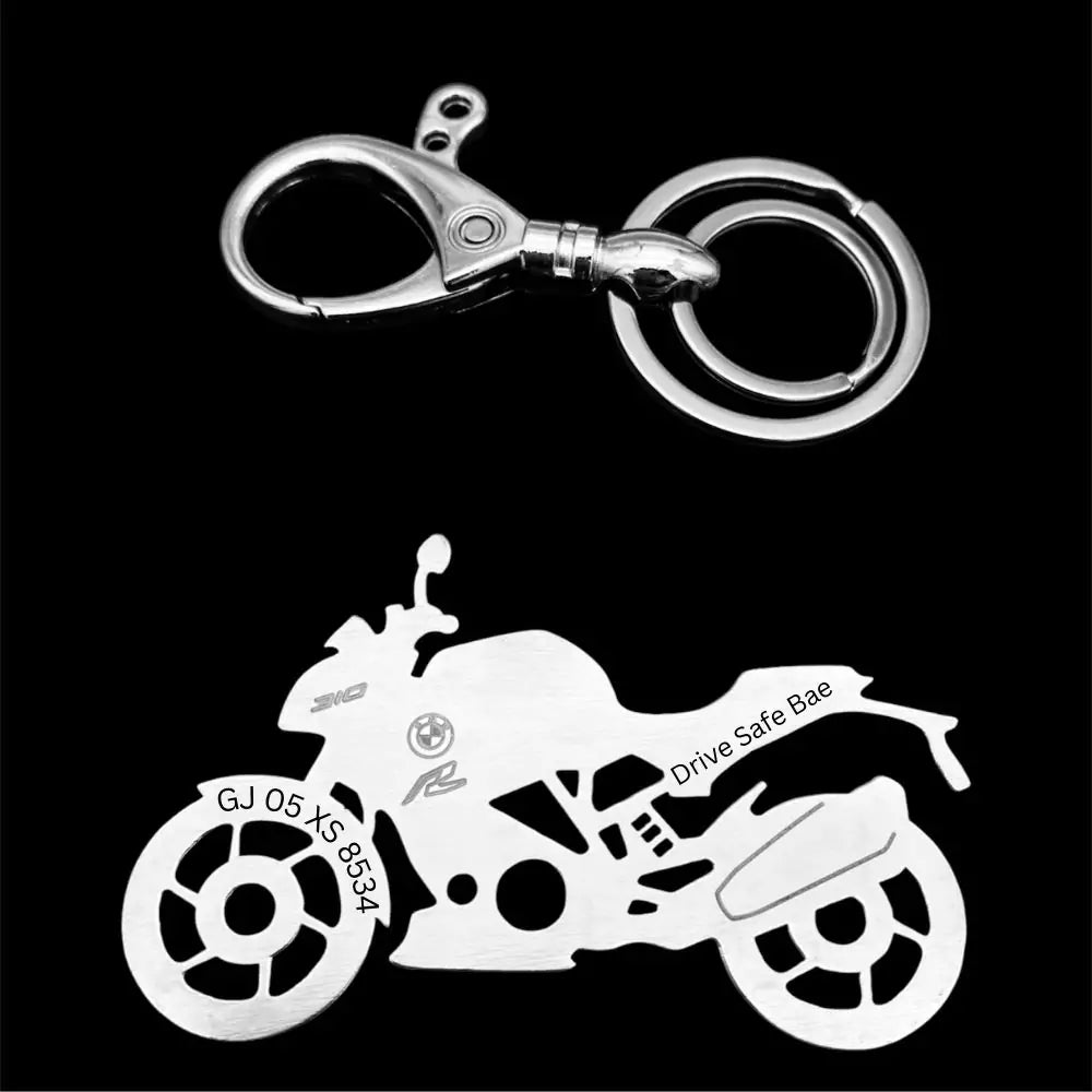 BMW G 310 R name keychain in premium metal for everyday bike keys