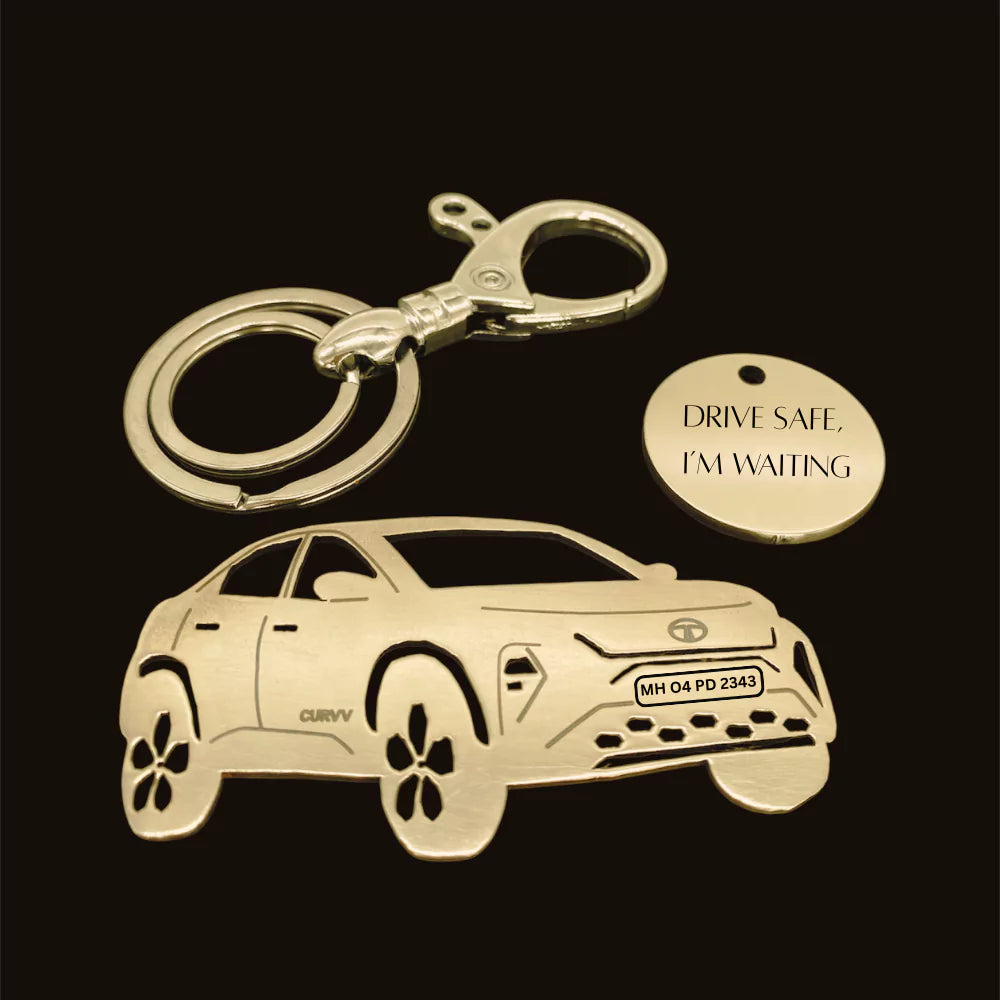 Personalized number plate Tata Curvv metal keyring