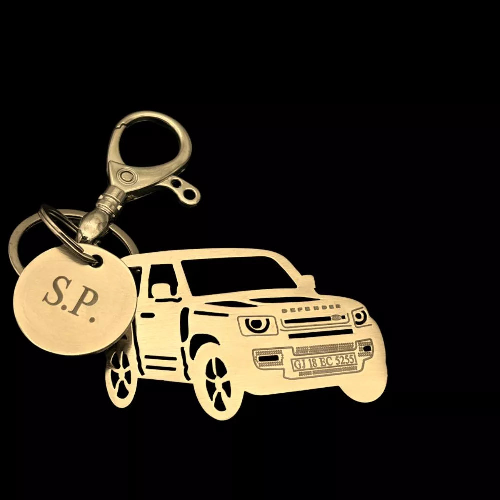 Custom Land Rover Defender keychain with name engraving