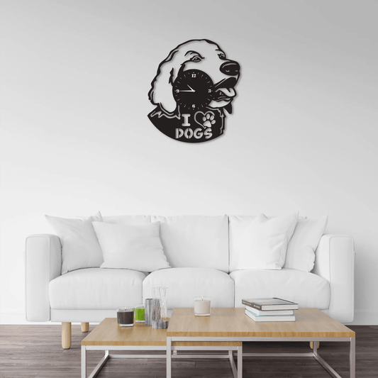 Dog Metal Record Wall Clock | Pets Wall Art, Room Décor, Wall Décor | Gift Idea for Dogs lovers | Made from Real Vintage Metal Record