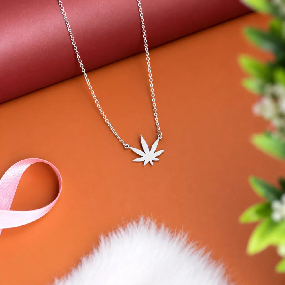 Flowstone Hemp Leaf Pendant Necklace