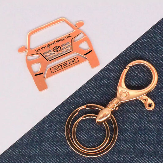 Rose gold brass keychain for Toyota Fortuner owners