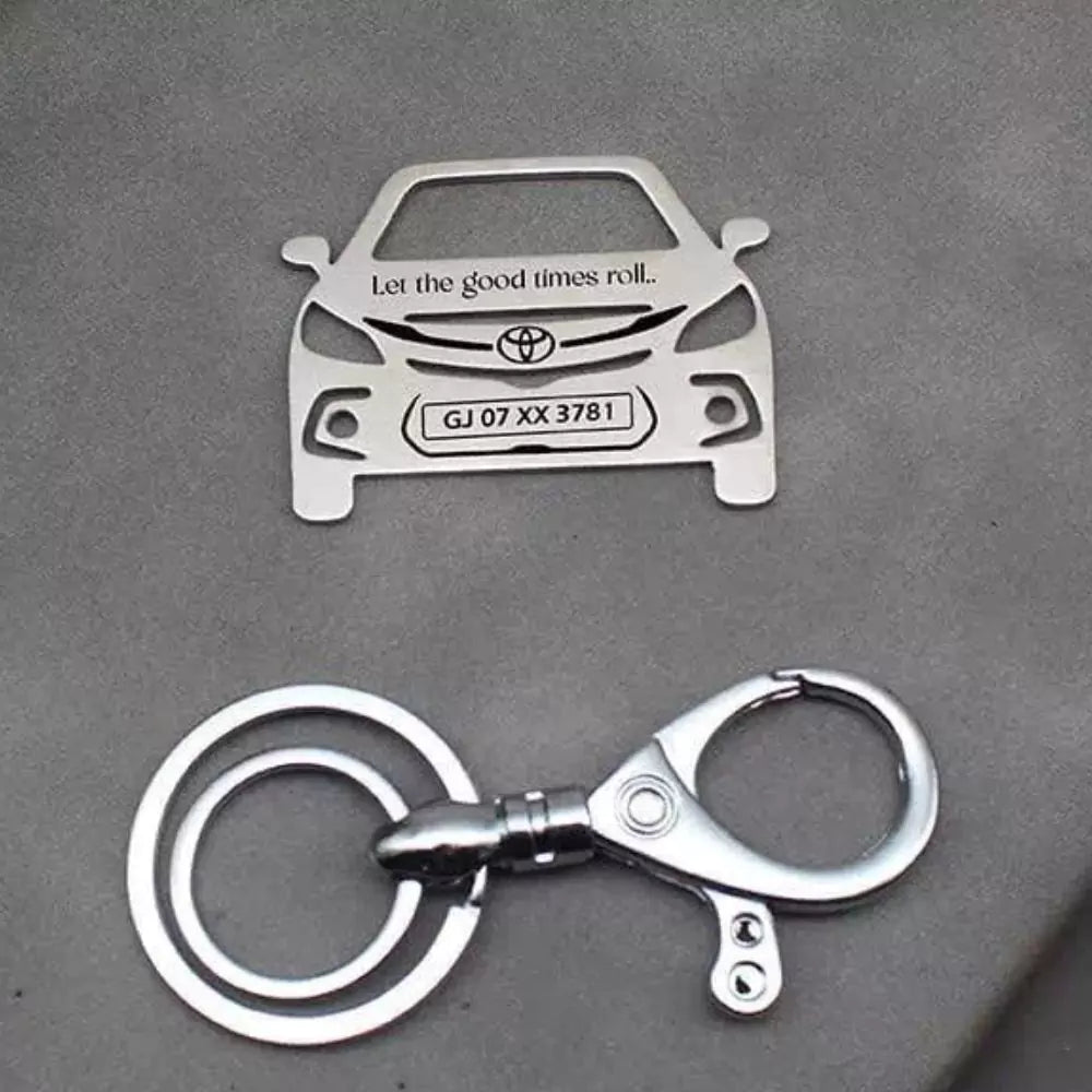 Toyota Glanza personalized keychain silver SS304 finish