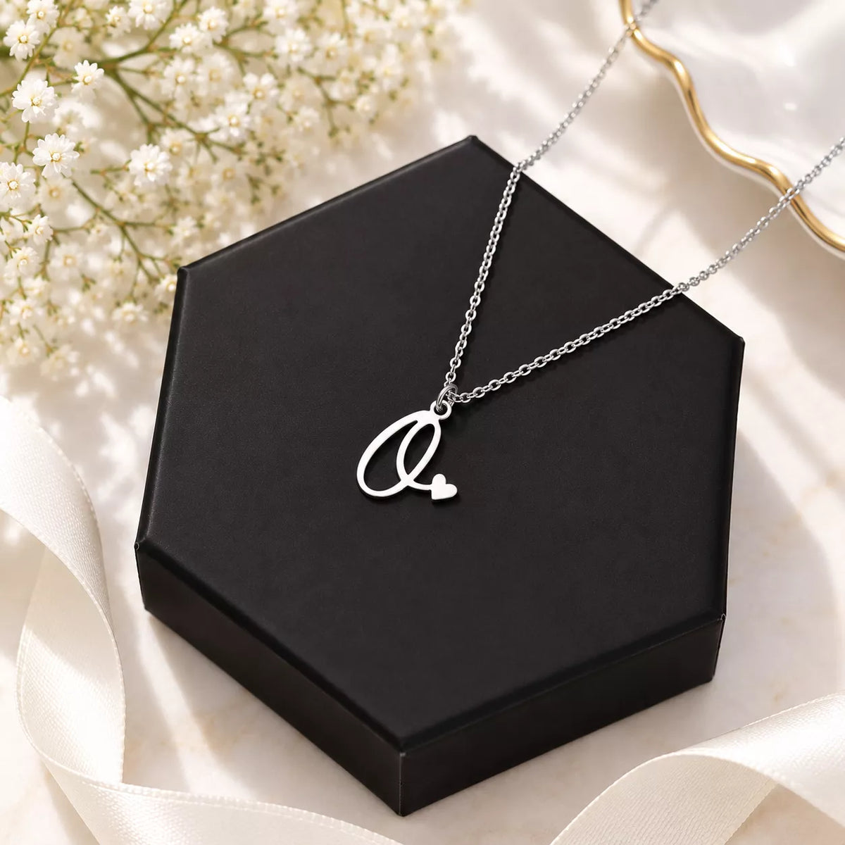 Heartline Initial Pendant Necklace