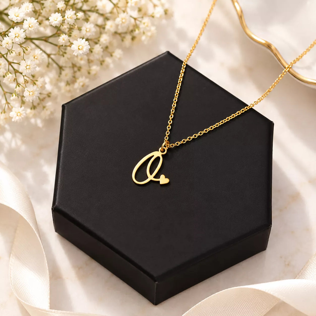 Heartline Initial Pendant Necklace