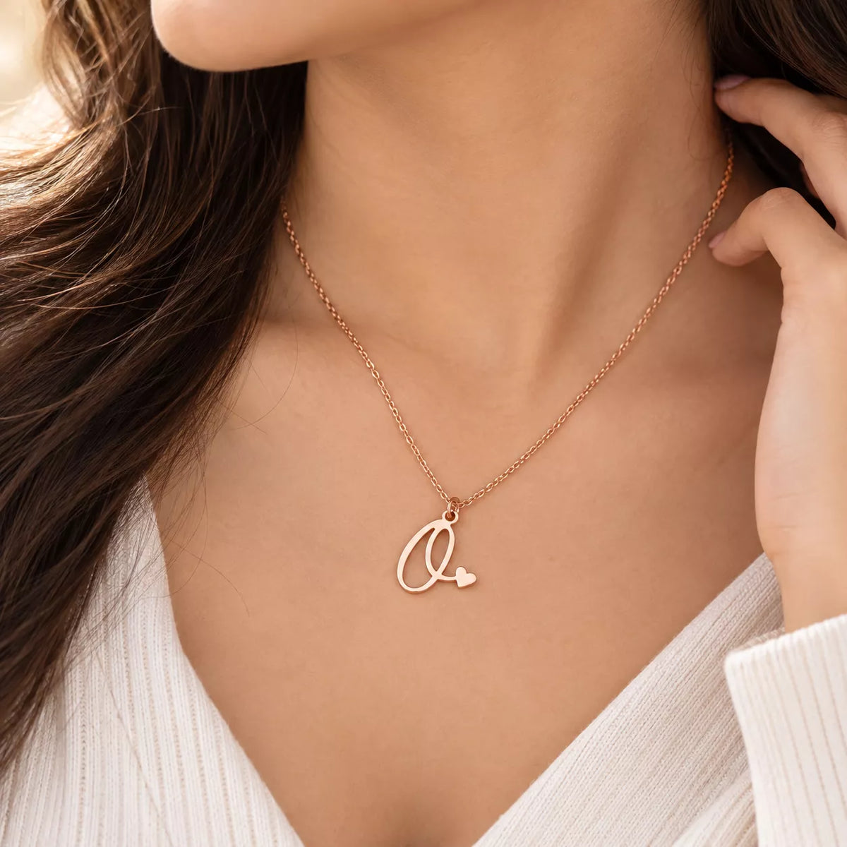 Heartline Initial Pendant Necklace