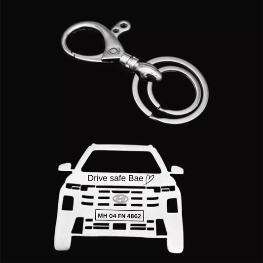 Hyundai Creta 2025 engraved metal keychain stainless steel brass