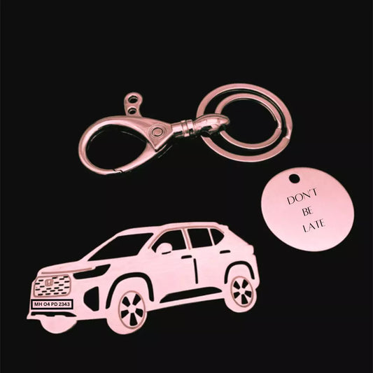 Hyundai Elevate personalized keychain engraved name and number plate