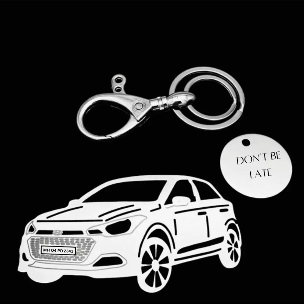 Hyundai i20 Sports metal engraved keychain durable finish