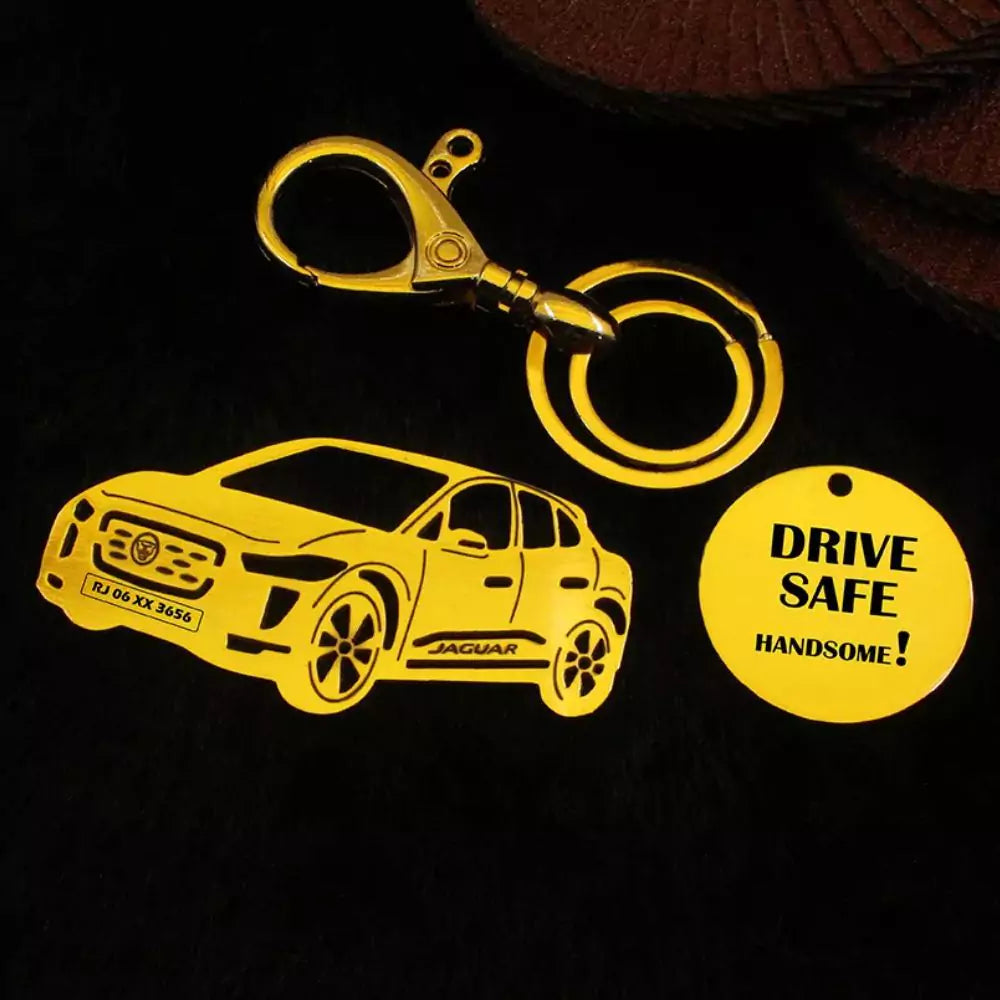 Jaguar I-Pace name keychain with sleek engraved finish