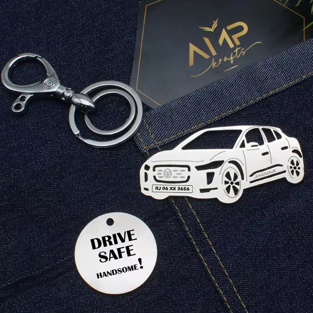 Personalized Jaguar I-Pace keychain with custom name engraving