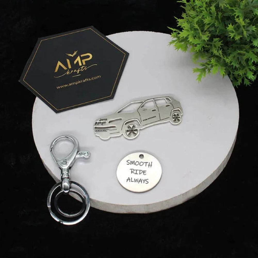 Jeep Compass metal key holder, strong keepsake with emotional value