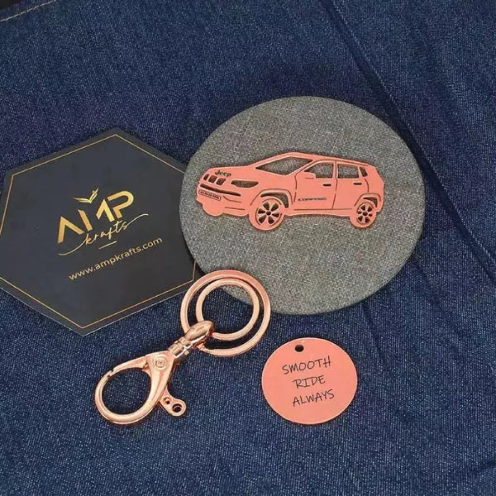 Custom engraved Jeep Compass keychain, bond that stays close