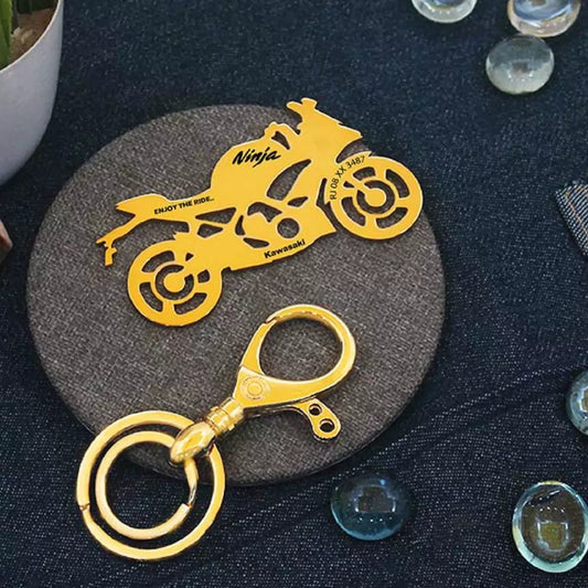 Custom engraved Kawasaki Ninja 300 keychain in premium metal
