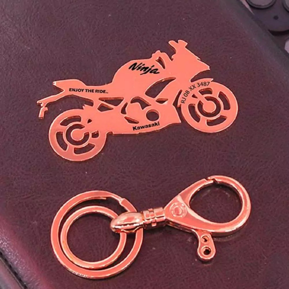 Sleek motorcycle keychain inspired by Ninja 300 design language
