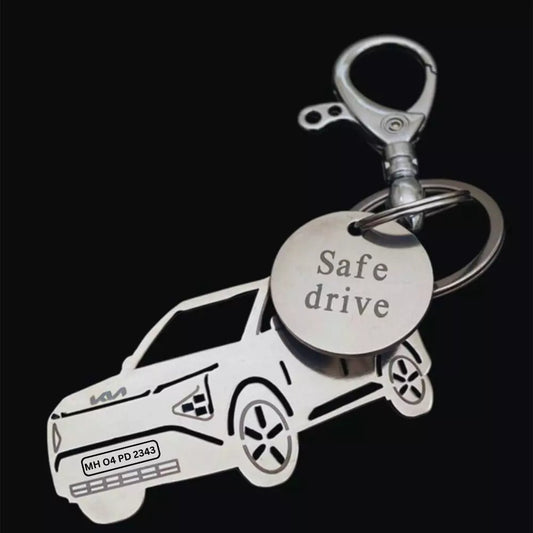 KIA Carens keychain personalized with name and number plate