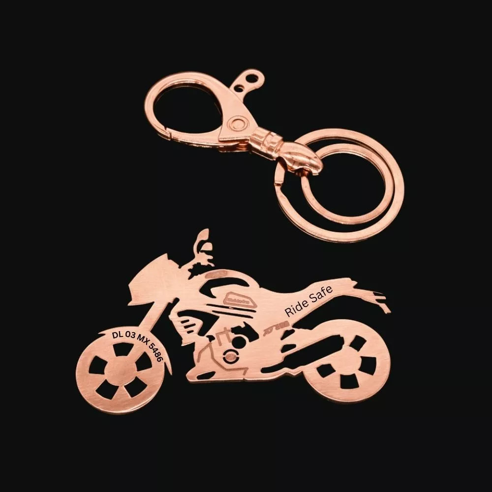 custom Mojo XT 300 keychain with number plate design stainless steel