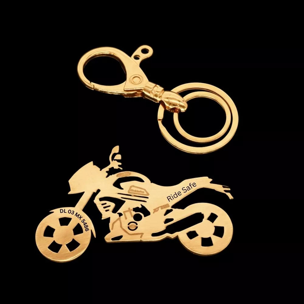stylish Mojo XT 300 bike keychain personalized with name and number