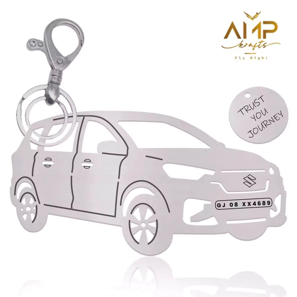 Silver SS304 Ertiga keychain with personalized name for car lovers
