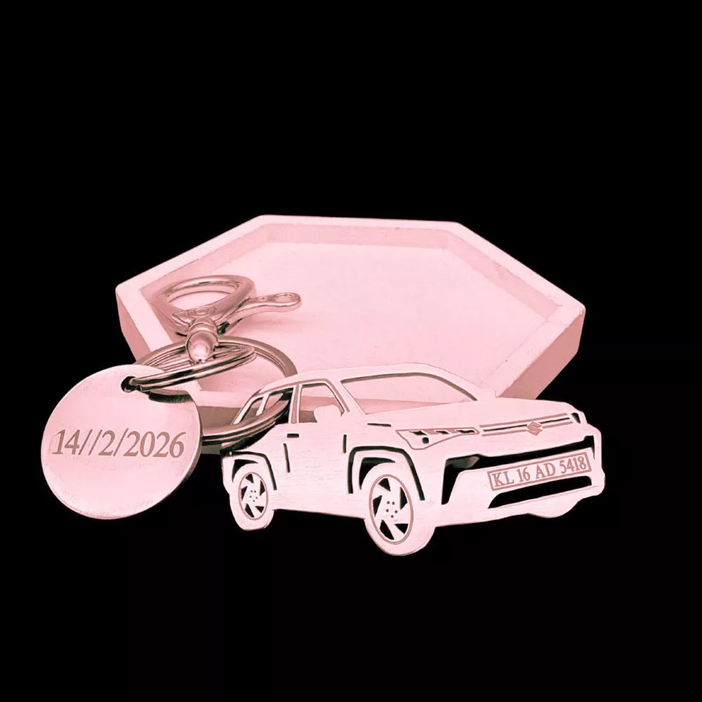 Stainless Steel Maruti Suzuki Victoria Keychain Rose Gold