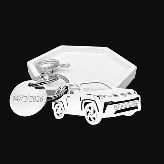 Personalized Maruti Suzuki Victoria Keychain Silver