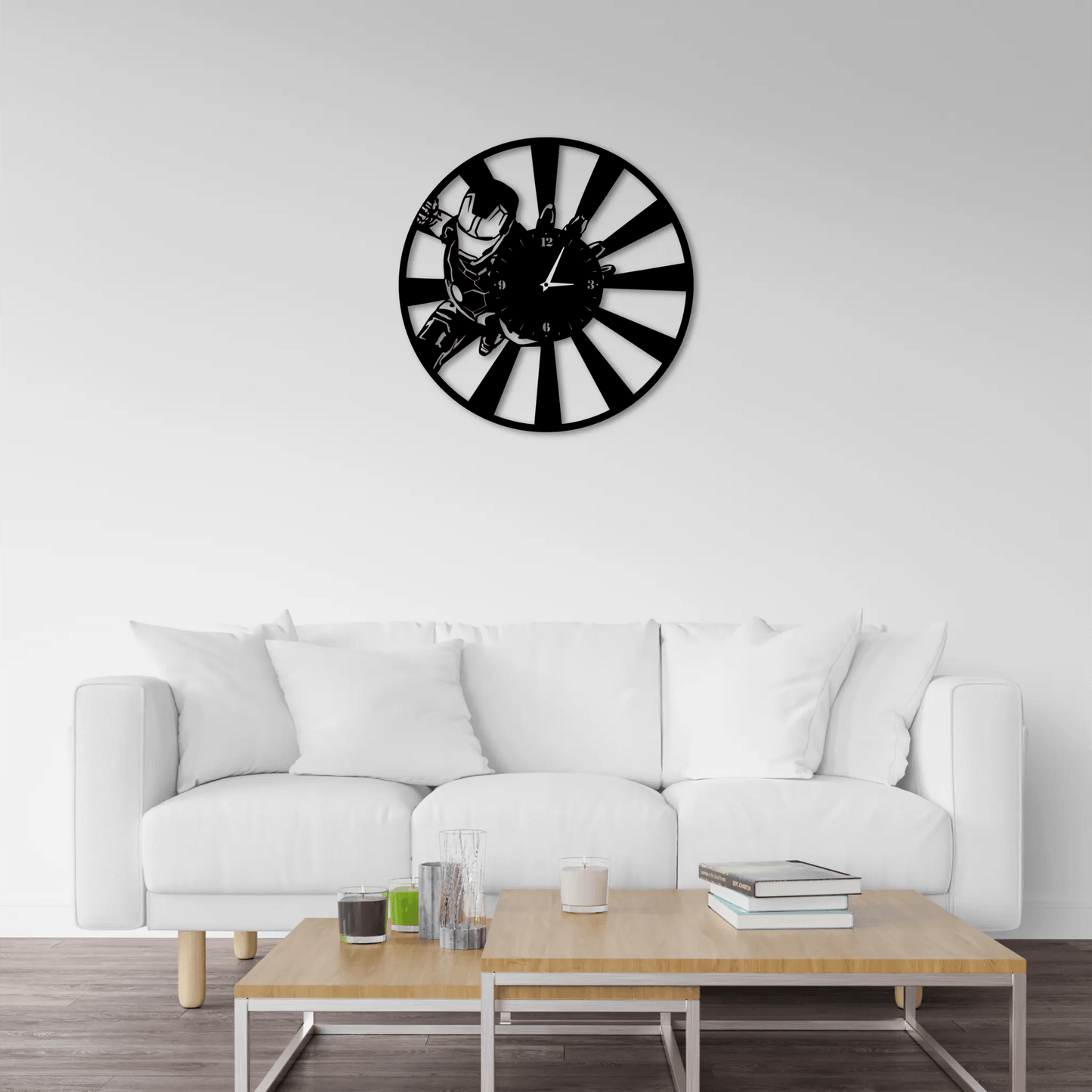 Marvel Superhero Iron Man Metal Record Clock, Iron Man Wall Art, Contemporary Boys Room Decor, Iron Man Movie , Housewarming KidsPresent