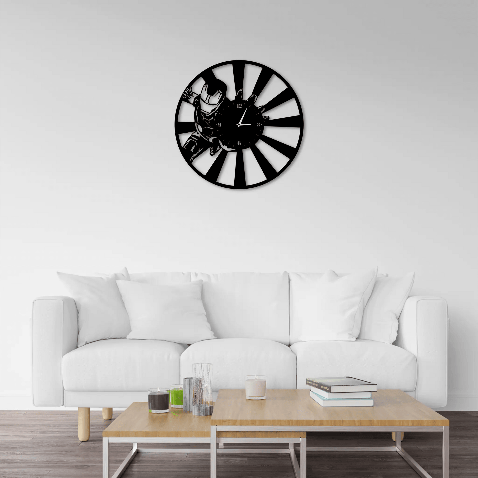 Marvel Superhero Iron Man Metal Record Clock, Iron Man Wall Art, Contemporary Boys Room Decor, Iron Man Movie , Housewarming KidsPresent