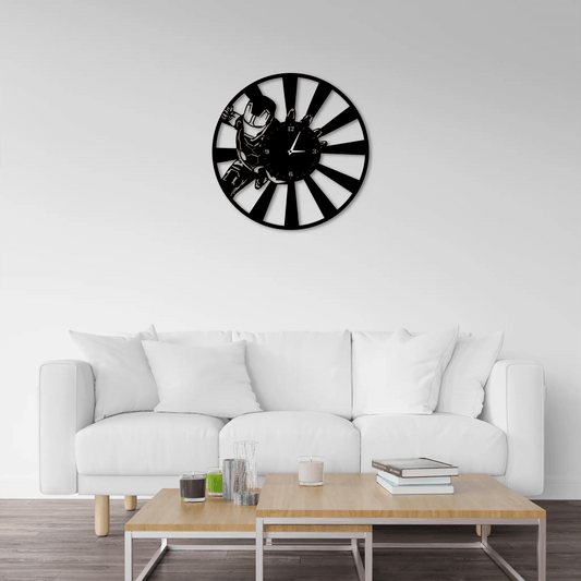 Marvel Superhero Iron Man Metal Record Clock, Iron Man Wall Art, Contemporary Boys Room Decor, Iron Man Movie , Housewarming KidsPresent