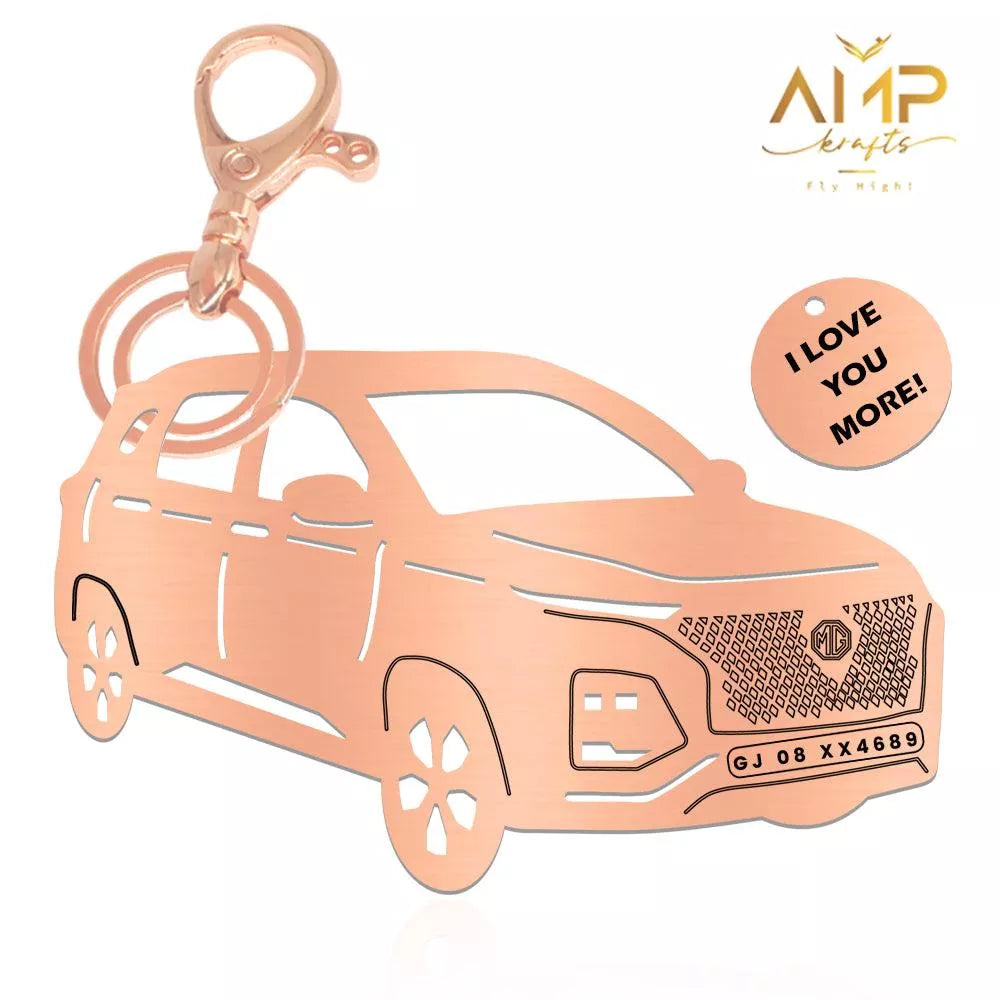 Custom engraved MG Hector Plus keychain, long-lasting companion