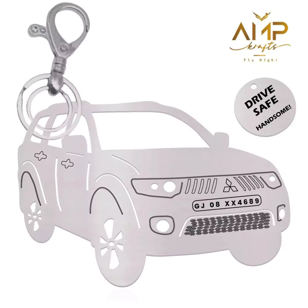 Mitsubishi Pajero Sport engraved keychain, symbol of power and control