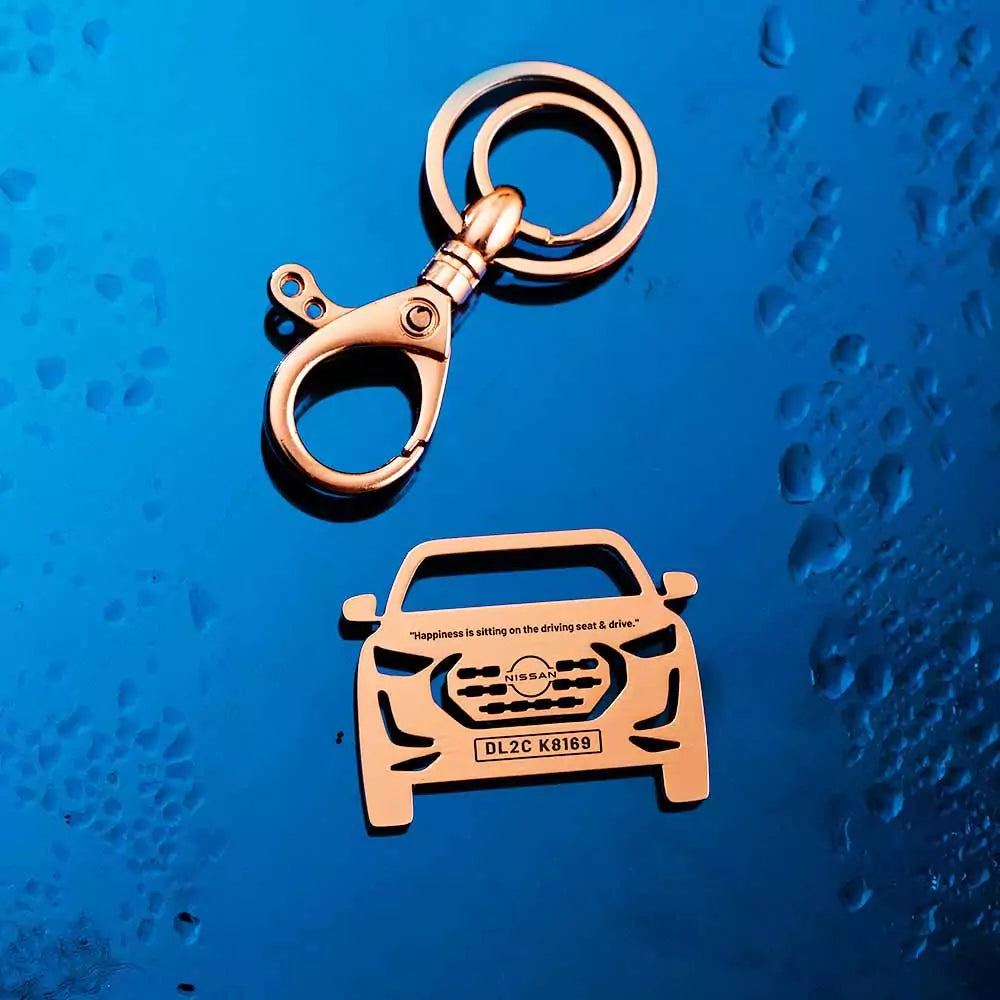 Personalized Nissan Magnite keychain with custom engraved name tag