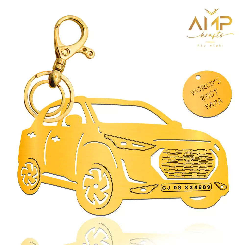 Nissan Magnite personalized metal keychain perfect for gifting