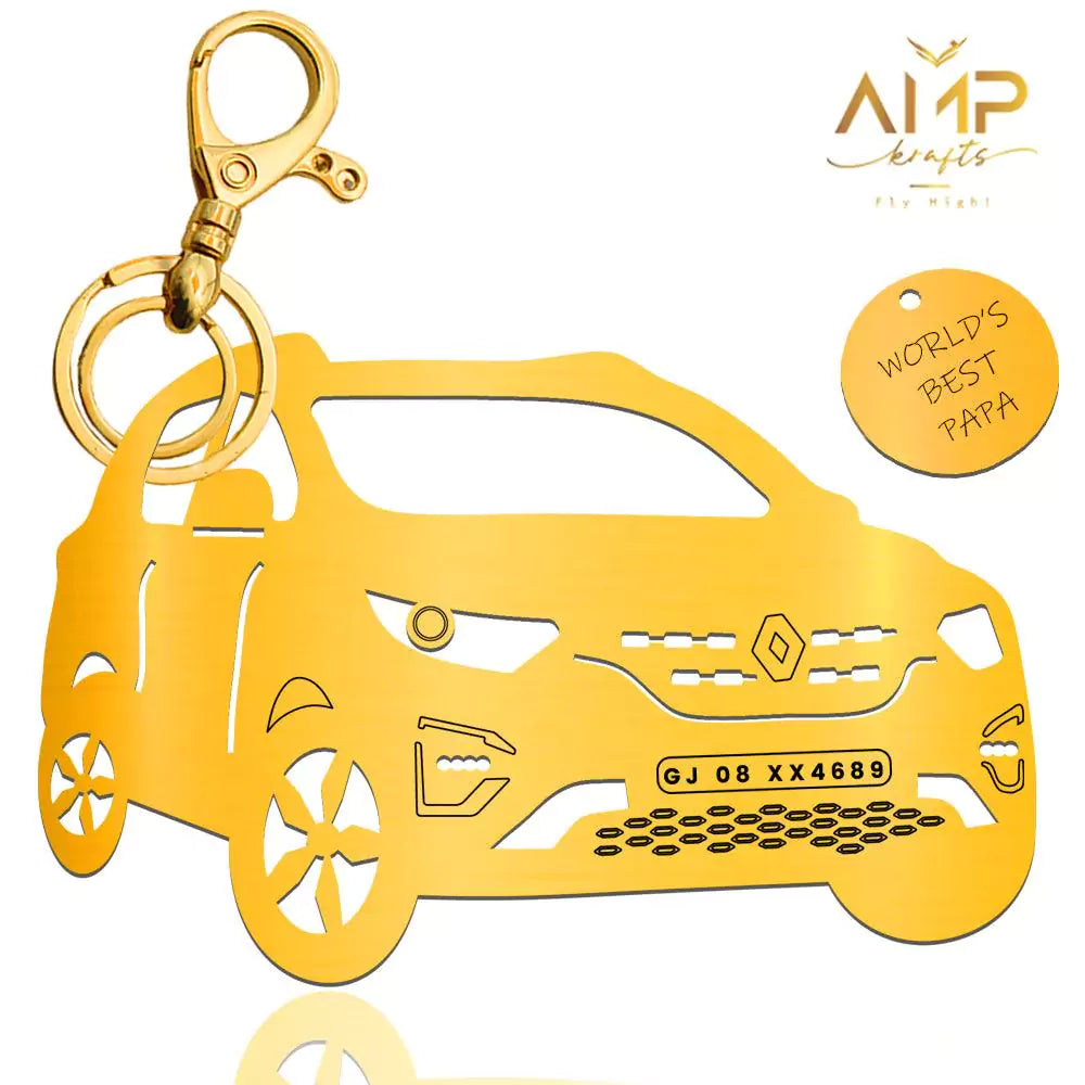 Premium gold Renault Kwid Climber keychain birthday gift for boyfriend car lover