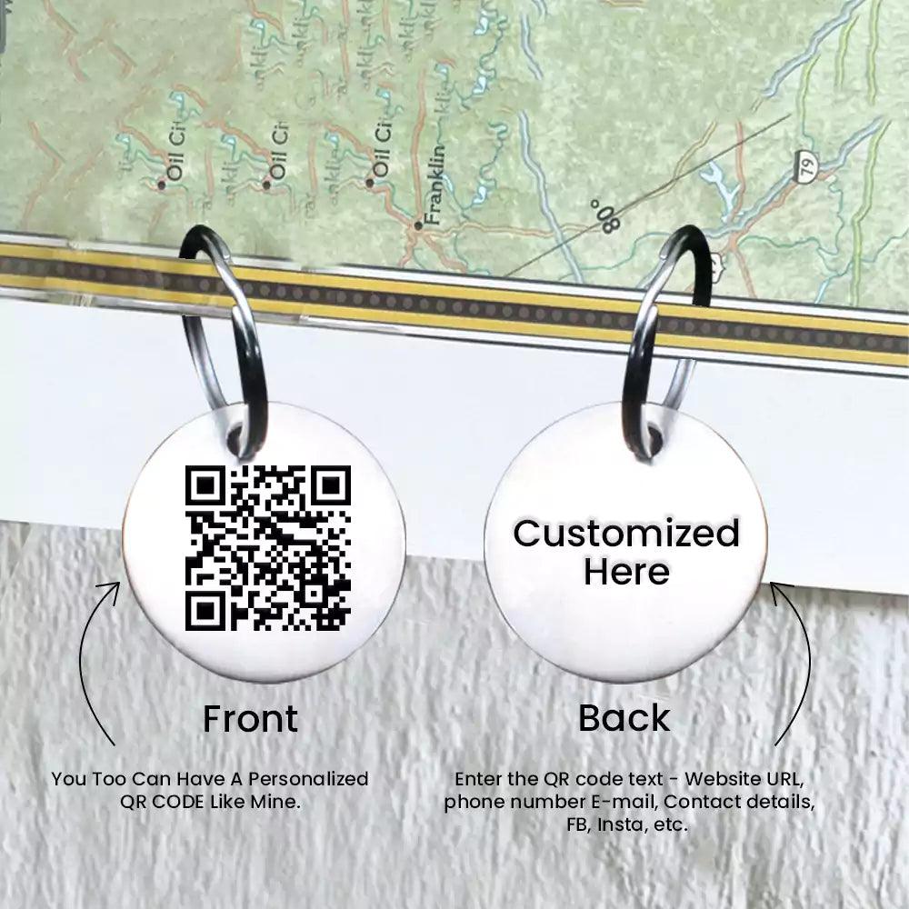 Round Shape Scanable QR Code Personalized Keychain - Ampkrafts