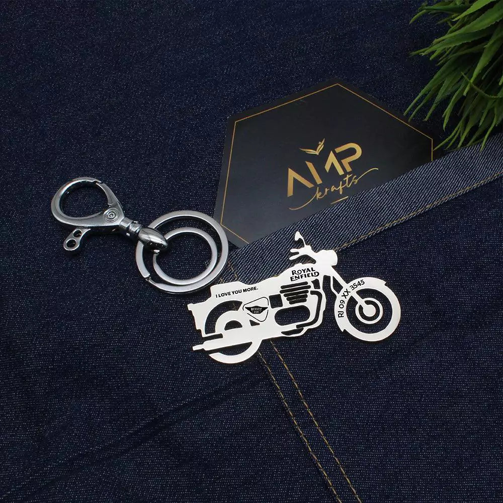 Premium metal keychain crafted for Royal Enfield Electra 350 riders