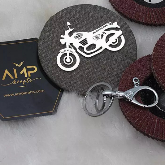 Personalized Royal Enfield Hunter 350 2021 keychain with name engraving