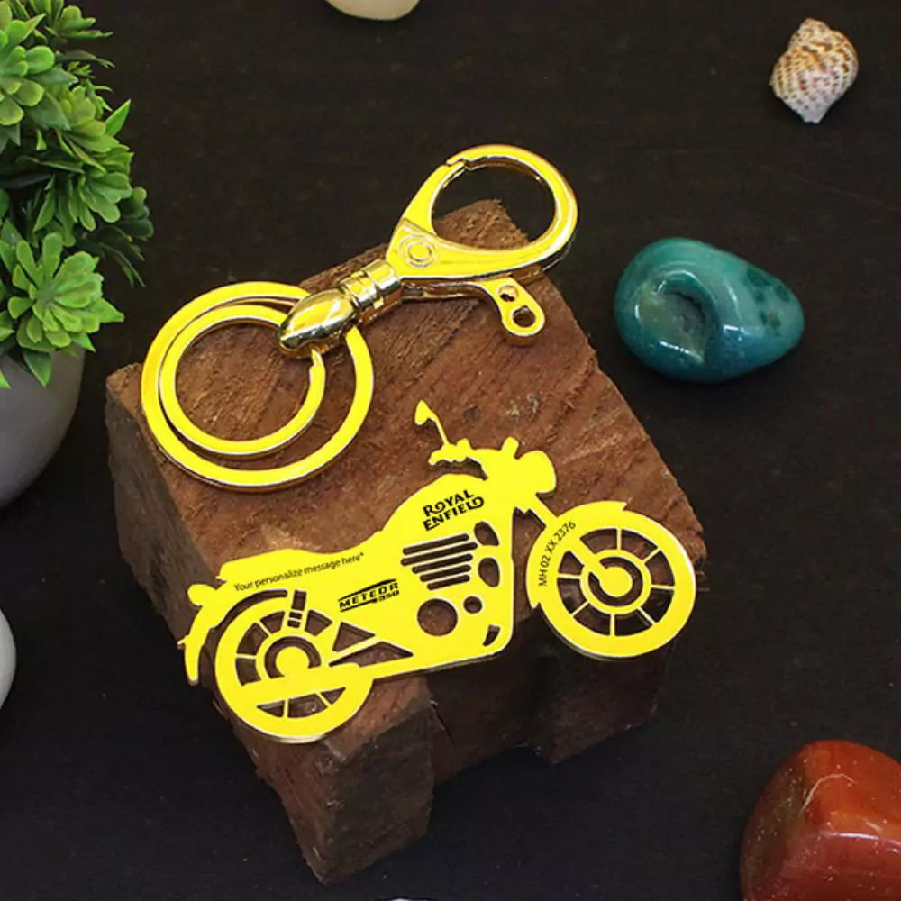 Custom engraved Meteor 350 keychain made with care