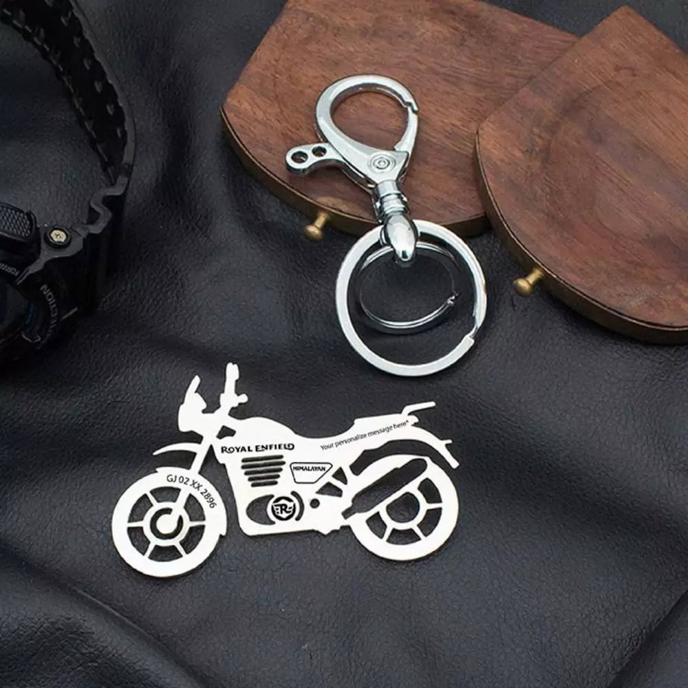 Personalized Scram 411 keychain gift for bikers, custom engraved stainless steel tag accessory