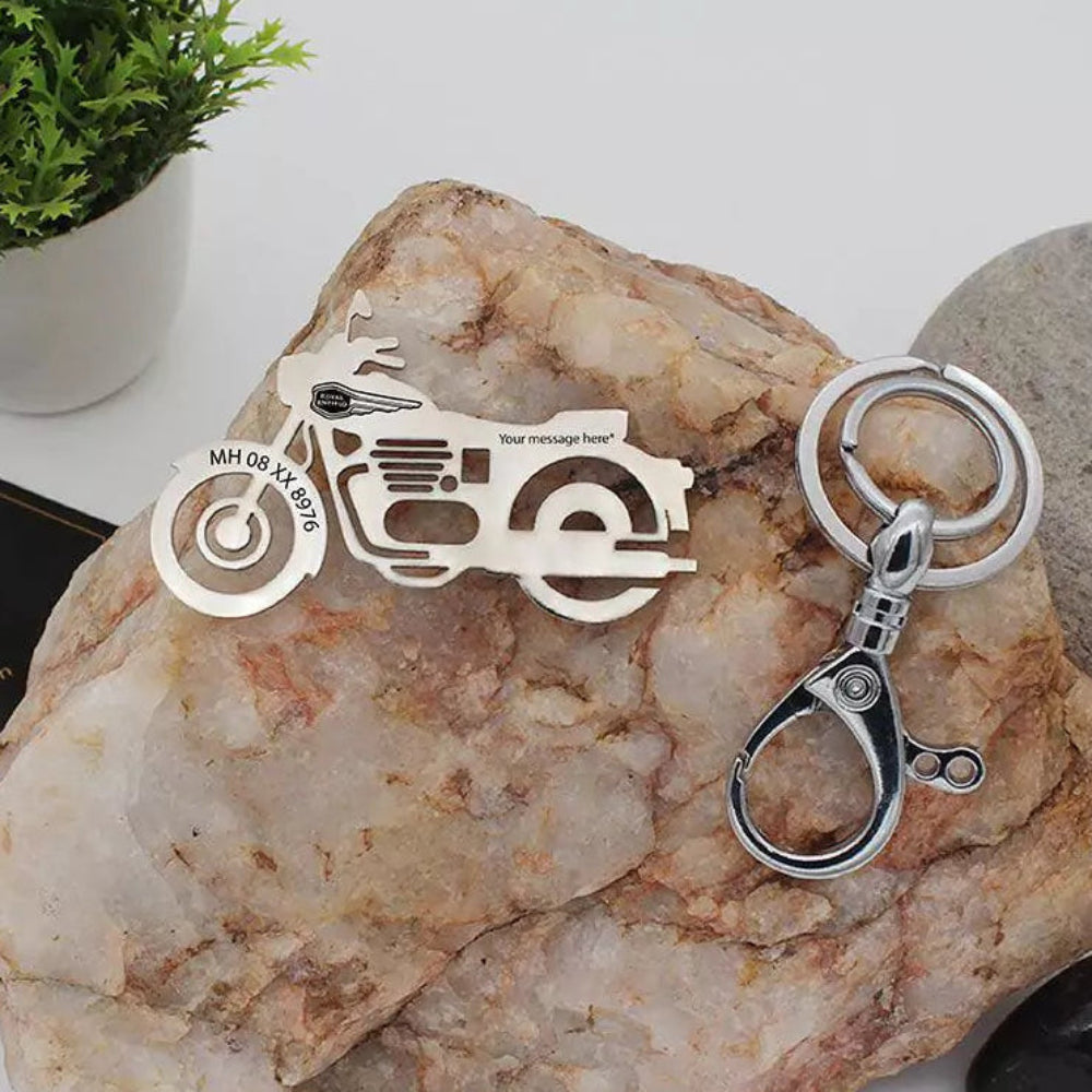 Personalized Royal Enfield Standard 350 keychain with name engraving