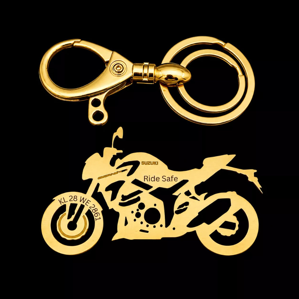 Premium gift packaging for Suzuki GSX-S750 personalized keychain, ideal gift for motorcycle enthusiasts