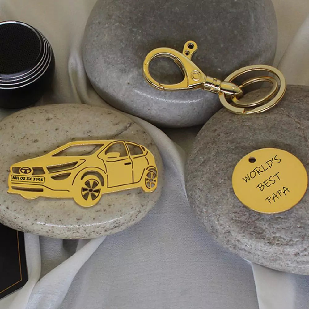 Caring gift for daily use, personalized Tata Altroz keychain with message