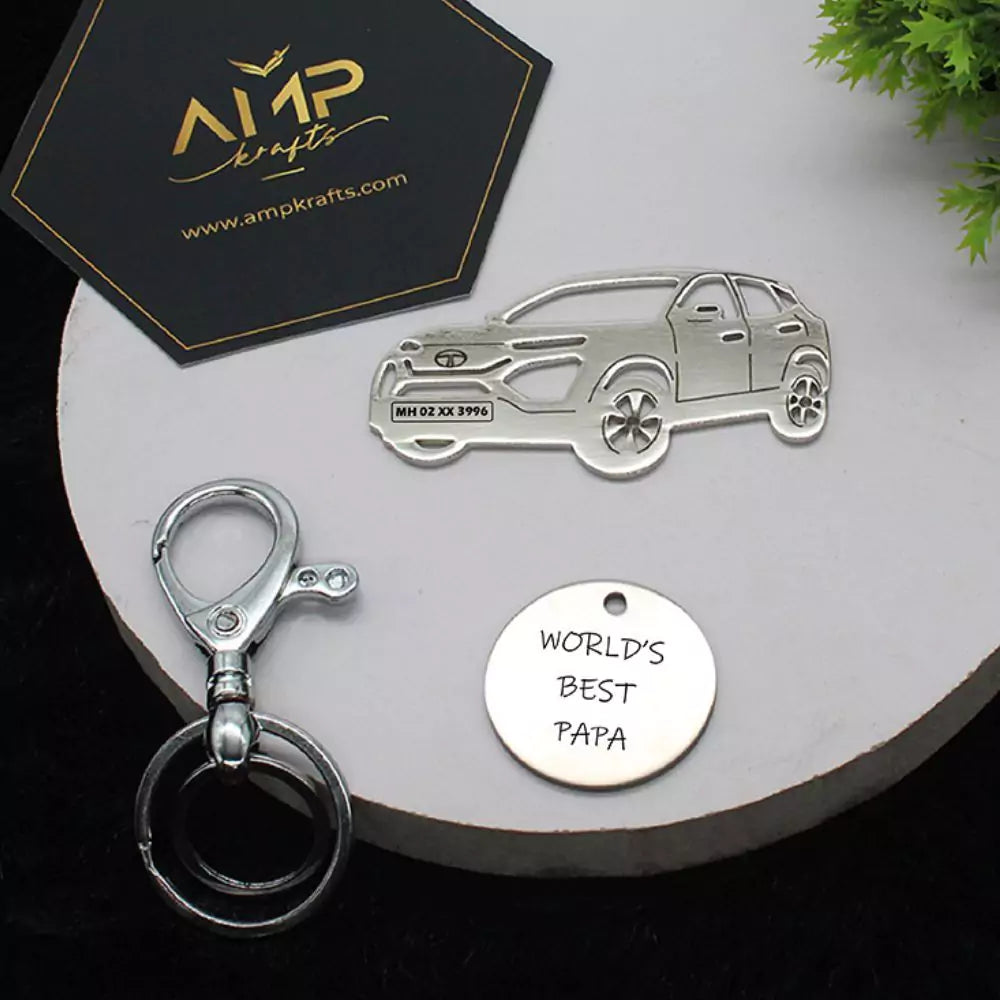 Meaningful birthday surprise for him or her, Tata Harrier personalized keychain