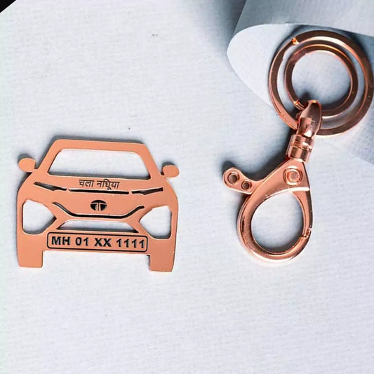 Anniversary gift for couples, Tata Harrier personalized car keychain