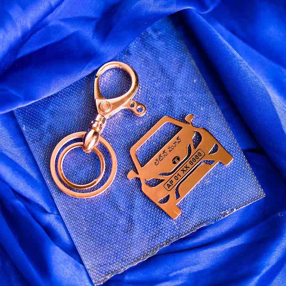 Birthday gift for Tata Hexa owner, customized metal keychain