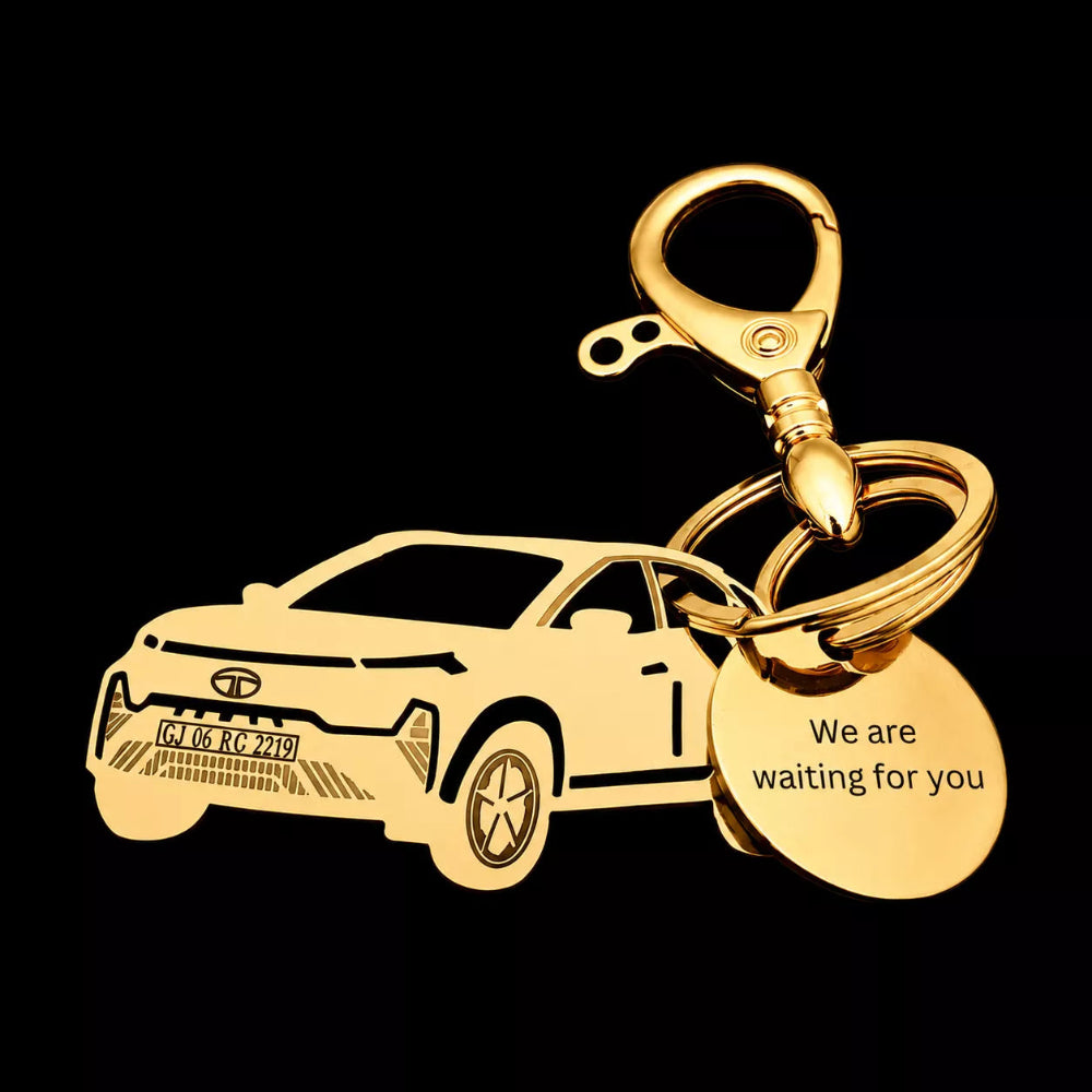 Custom Tata Nexon EV keychain attached to car keys, perfect accessory for Tata Nexon EV owners