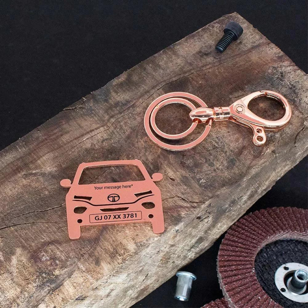 Thoughtful gift to show care, engraved Tata Punch 2021 keychain keepsake