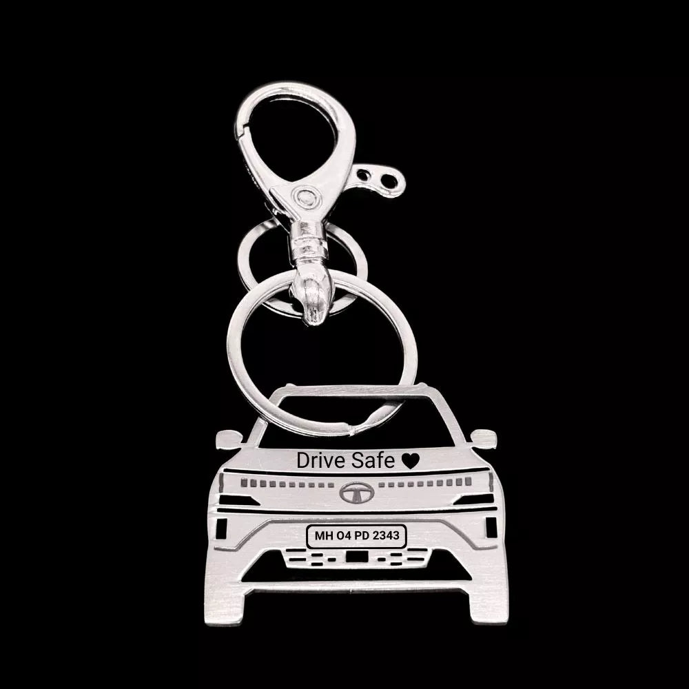 Personalised Tata Sierra keychain with number plate design thoughtful gift for him