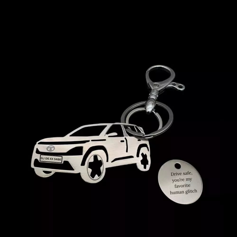 Custom Tata Sierra keychain with name unique gift for car lovers