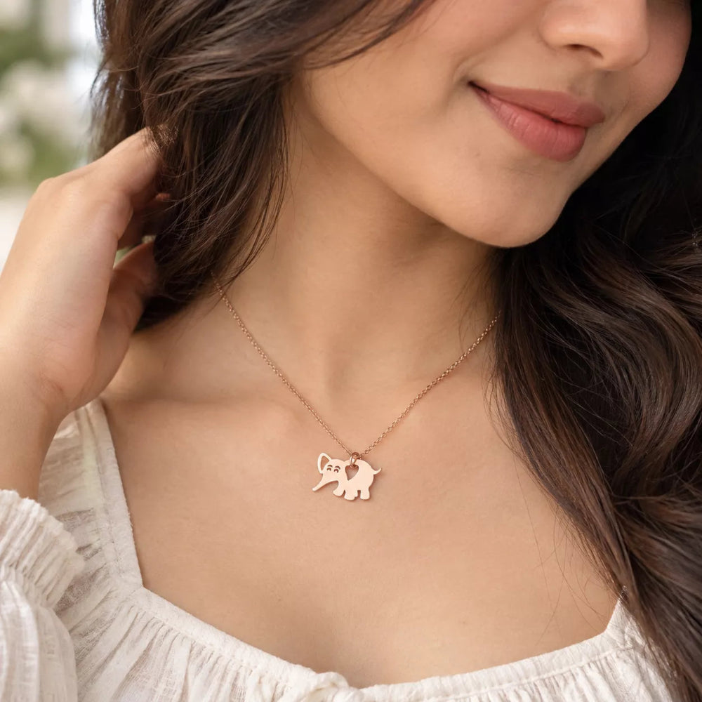 Tiny Elephant Love Pendant Necklace